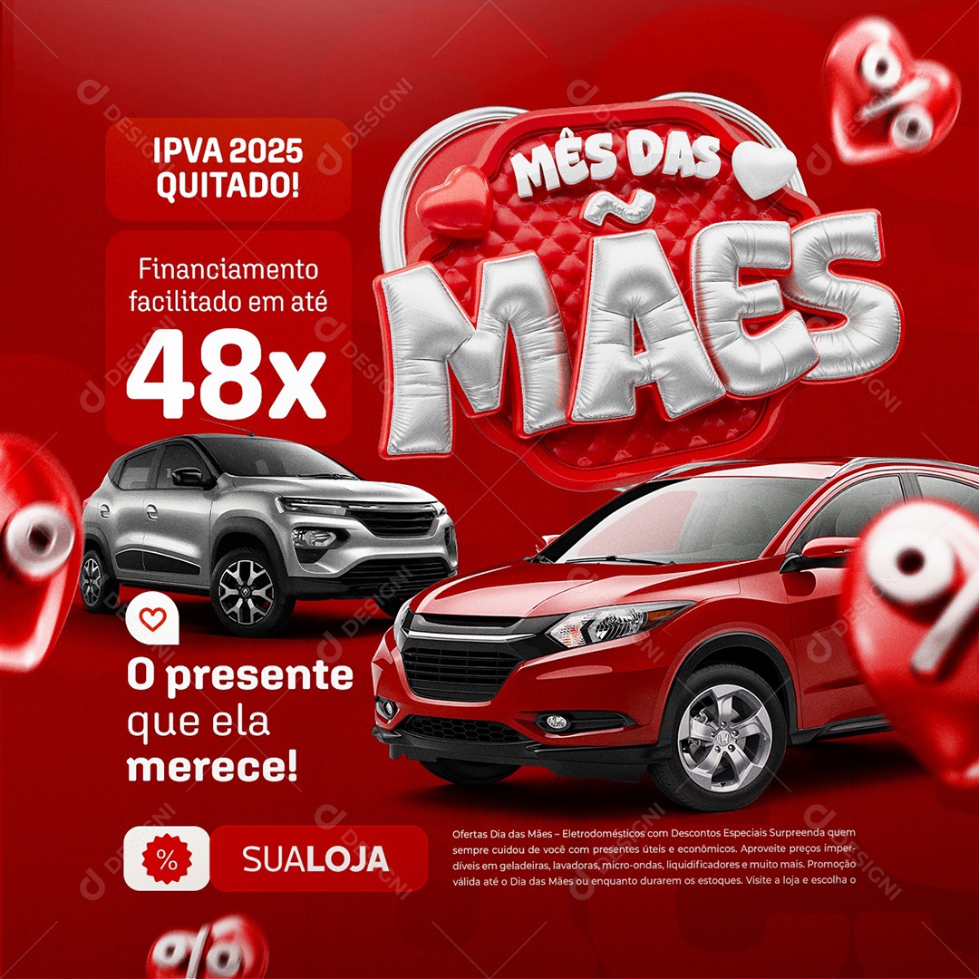 Mês das Mães Concessionária IPVA 2025 Quitado Social Media PSD Editável