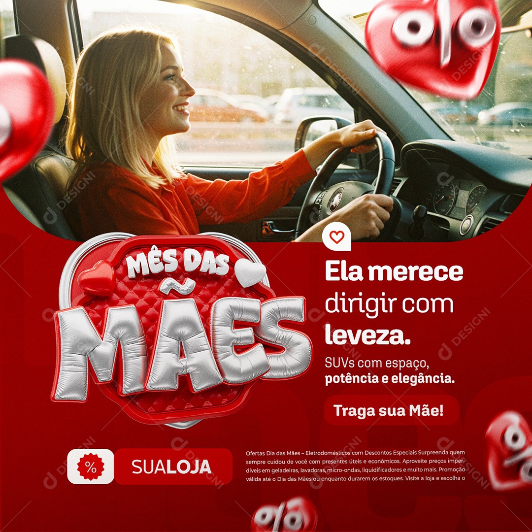 Mês das Mães Concessionária SUVs com Espaço Social Media PSD Editável
