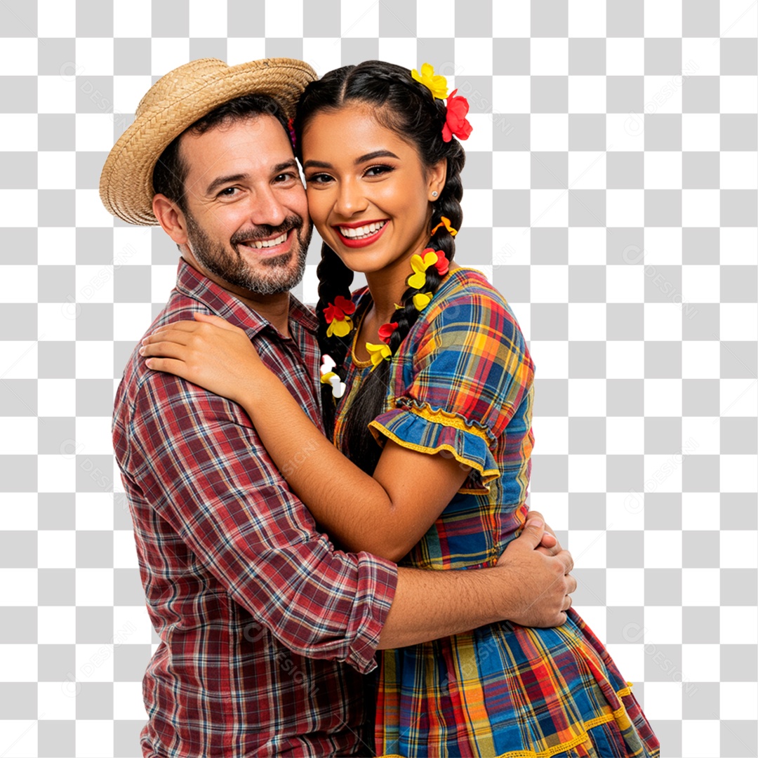 Casal com Roupa de Festa Junina PNG Transparente