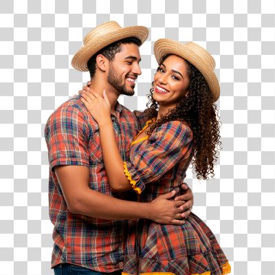 Casal com Roupa de Festa Junina PNG Transparente