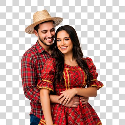 Casal com Roupa de Festa Junina PNG Transparente