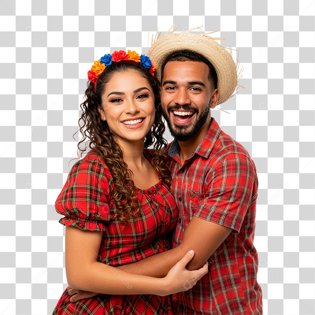 Casal com Roupa de Festa Junina PNG Transparente