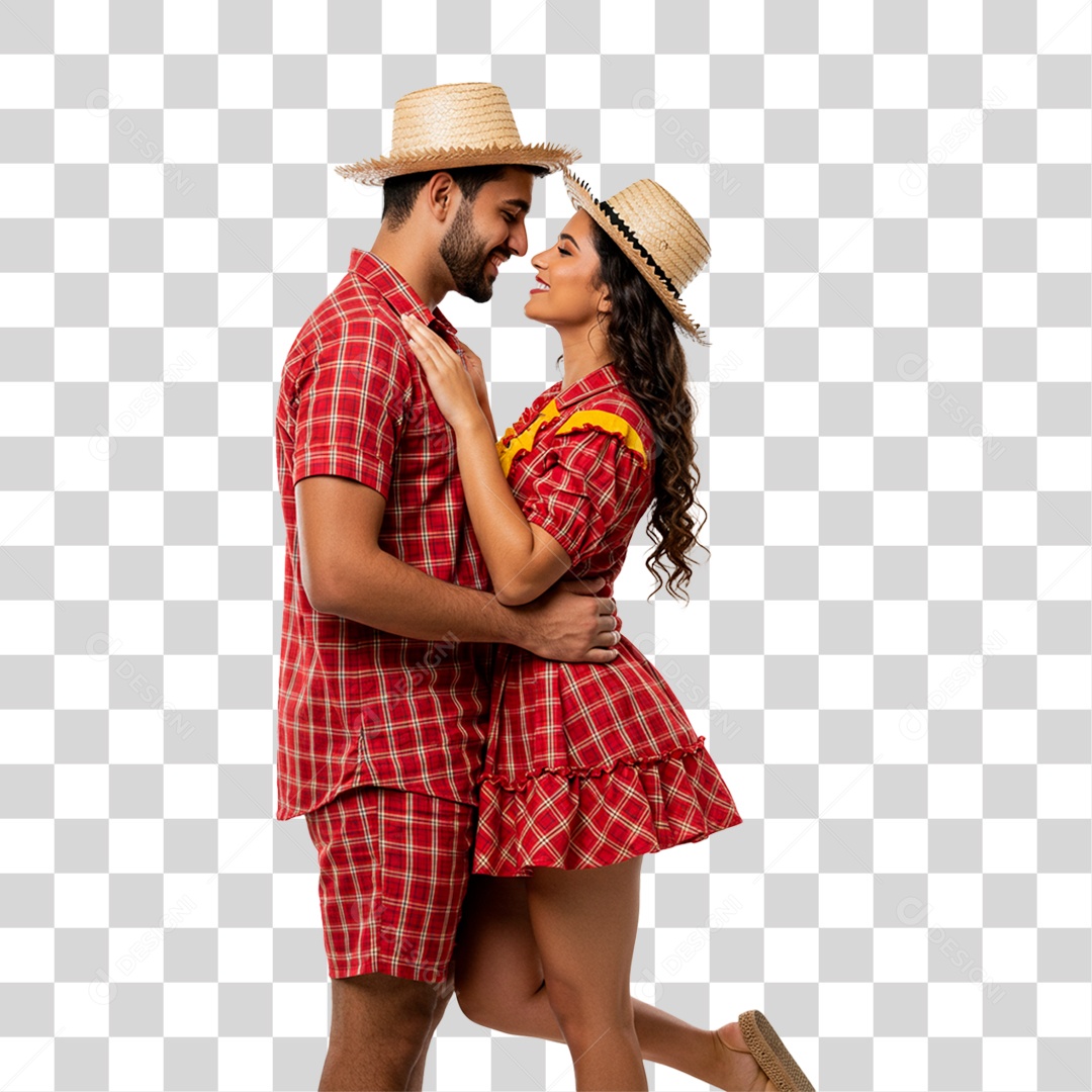 Casal com Roupa de Festa Junina PNG Transparente