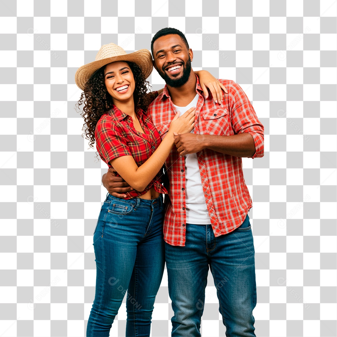 Casal com Roupa de Festa Junina PNG Transparente