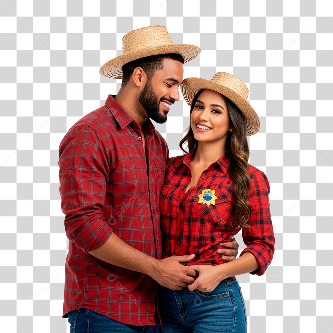 Casal com Roupa de Festa Junina PNG Transparente