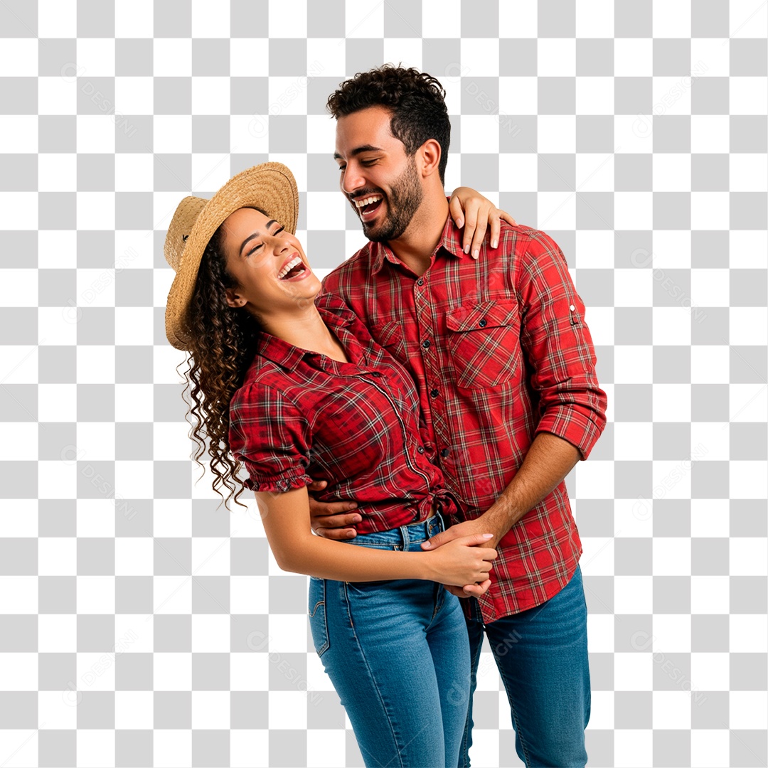 Casal com Roupa de Festa Junina PNG Transparente