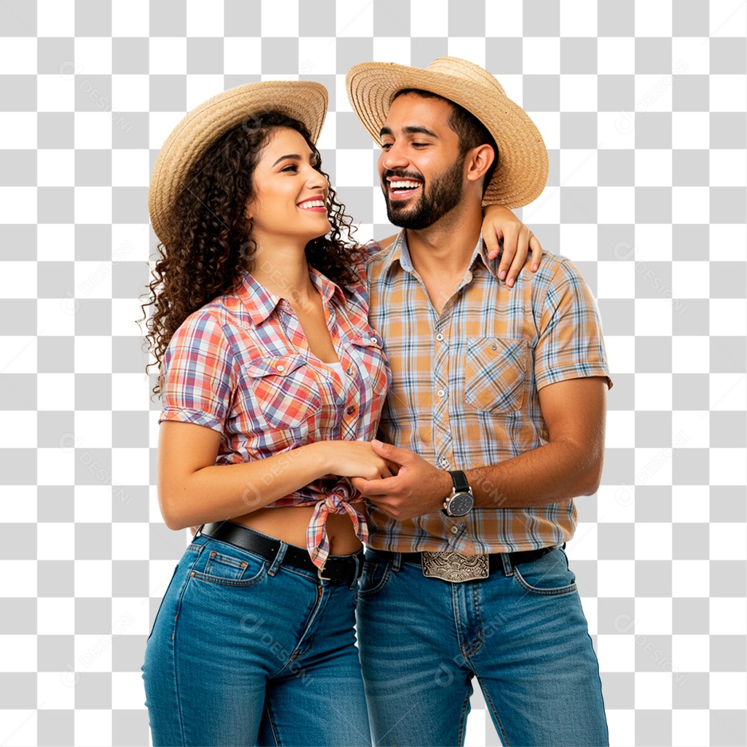 Casal com Roupa de Festa Junina PNG Transparente