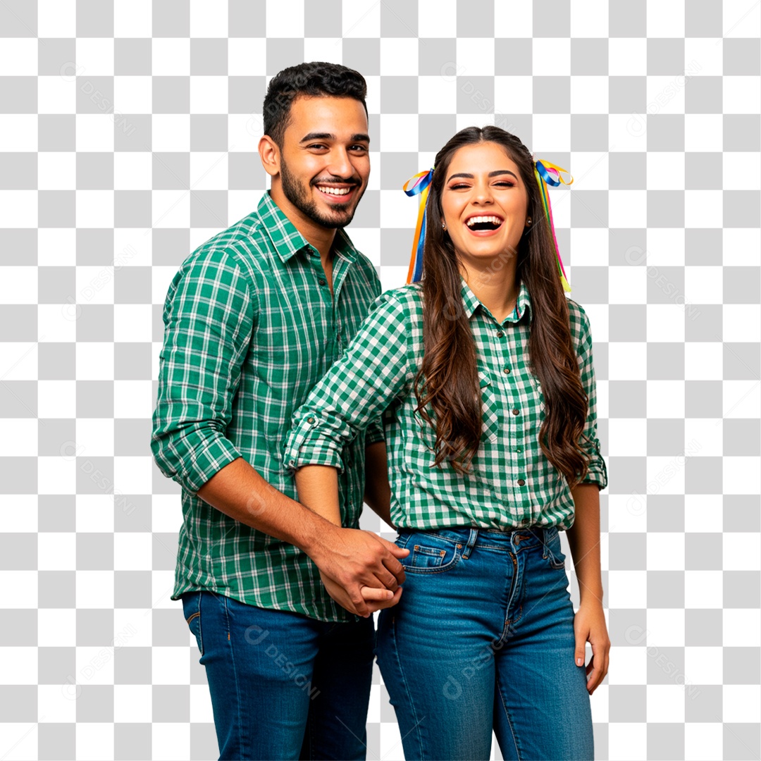 Casal com Roupa de Festa Junina PNG Transparente