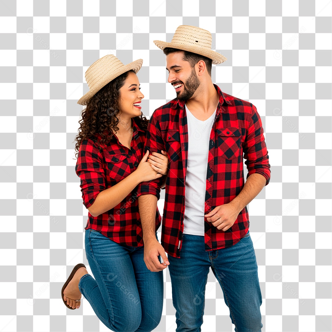 Casal com Roupa de Festa Junina PNG Transparente