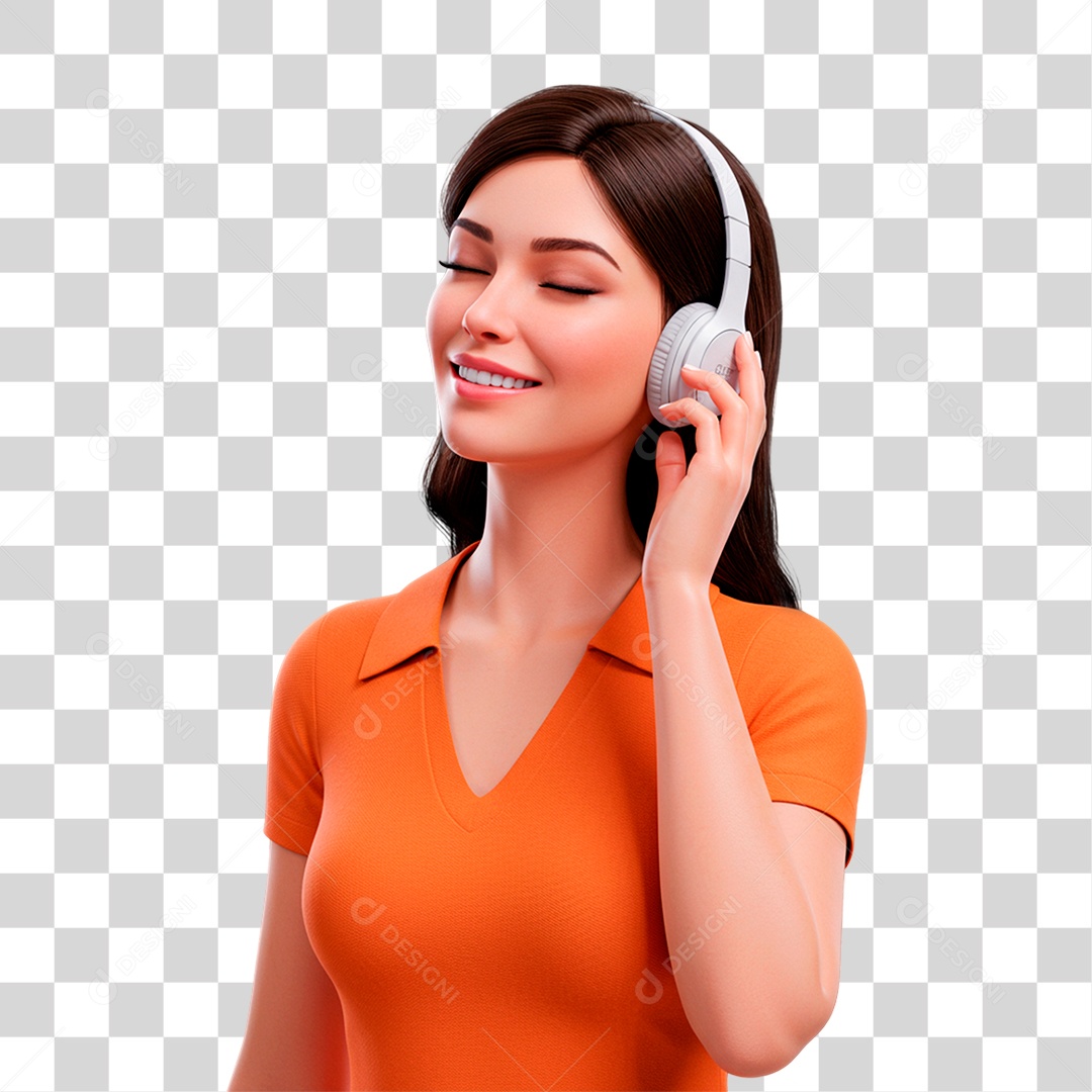 Mulher Sorridente Falando ao Telefone PNG Transparente