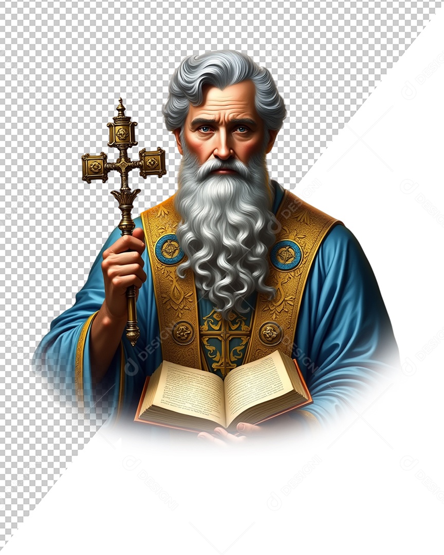 Personagem 3D São Pedro para Composição PSD