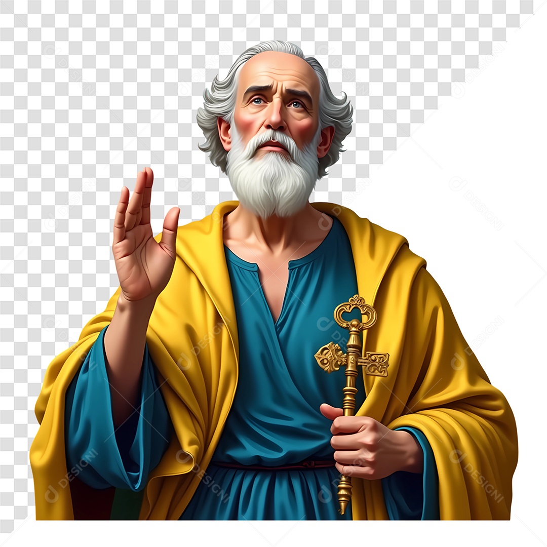 Personagem 3D São Pedro para Composição PSD