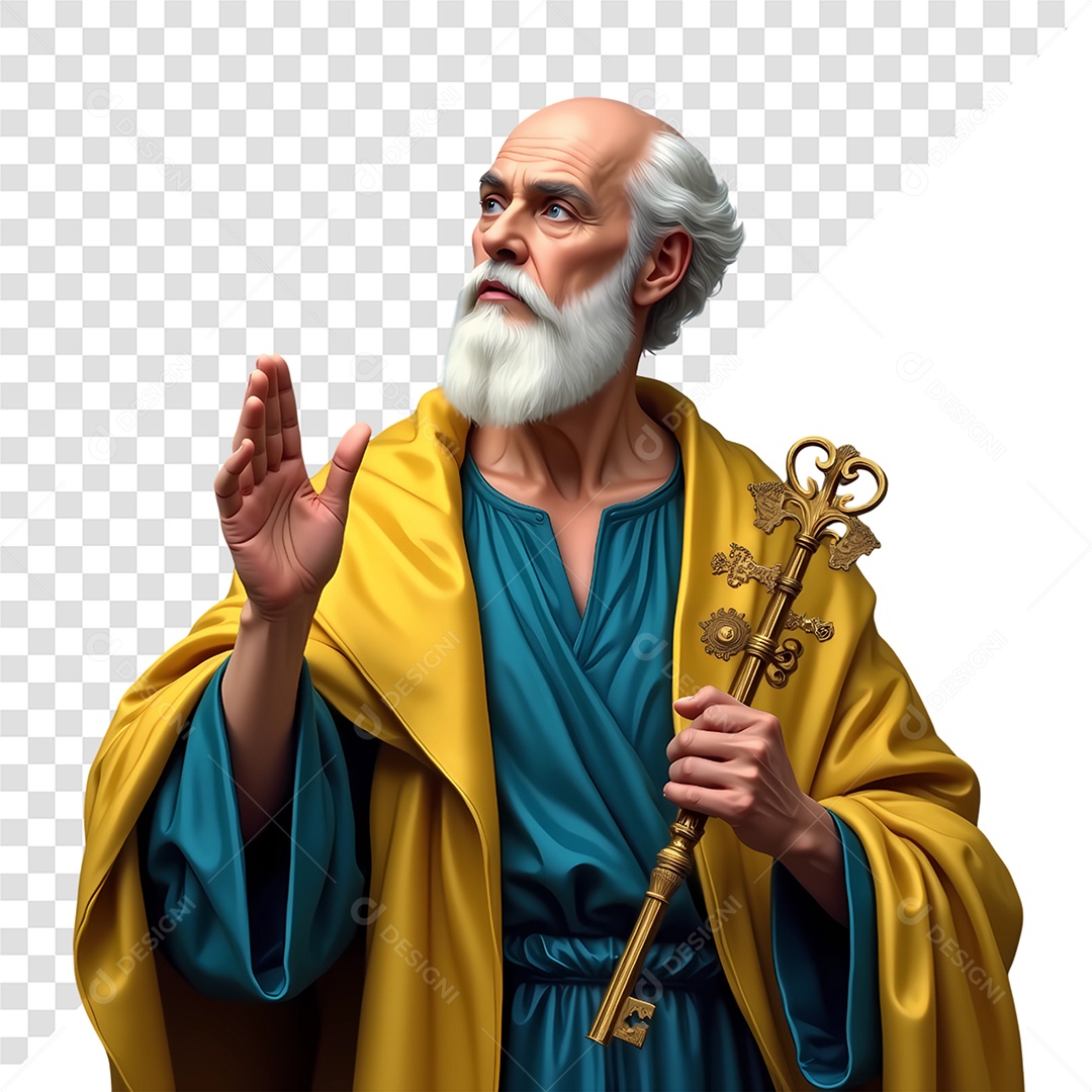 Personagem 3D São Pedro para Composição PSD
