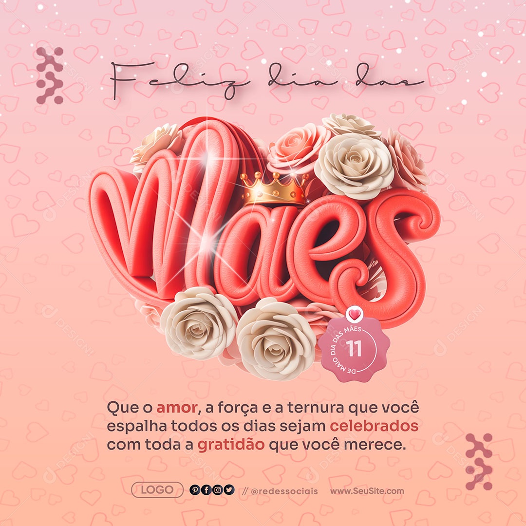 Feliz Dia das Mães 11 de Maio Social Media PSD Editável
