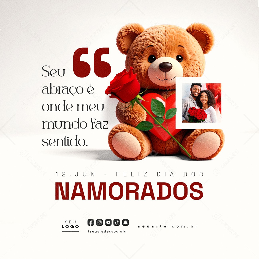 Feliz Dia dos Namorados 12 de Junho Social Media PSD Editável