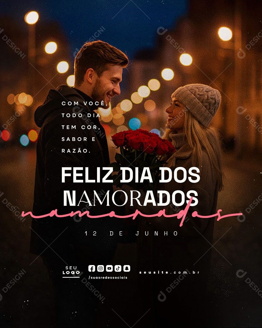 Feliz Dia dos Namorados 12 de Junho Social Media PSD Editável