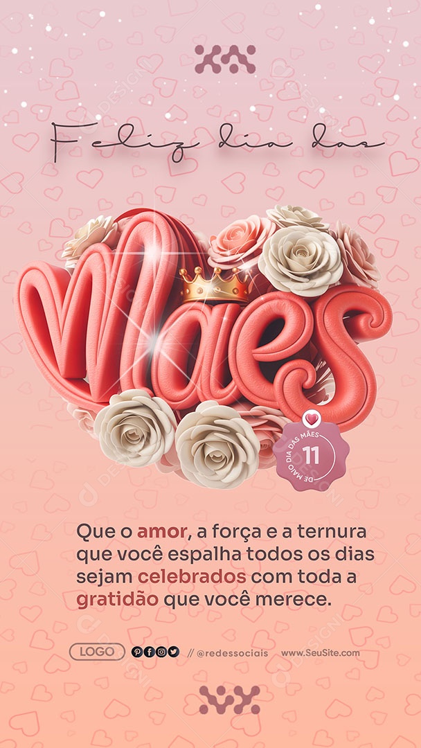 Story Feliz Dia das Mães 11 de Maio Social Media PSD Editável