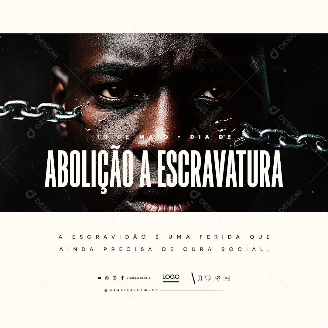 Dia da Abolição da Escravatura 13 de Maio Social Media PSD Editável