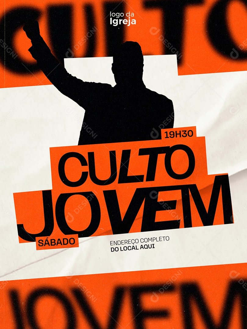 Gospel Culto Jovem Sábado Social Media PSD Editável