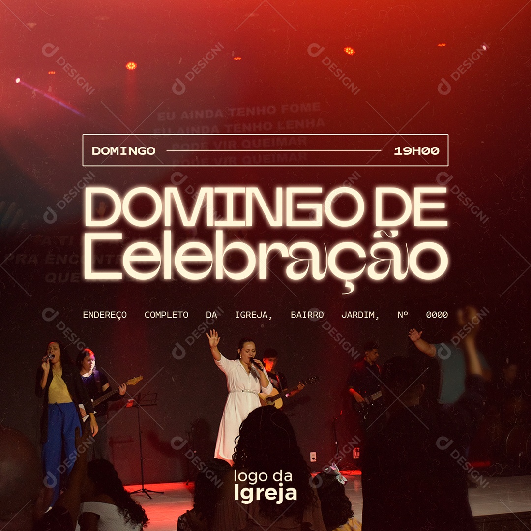 Gospel Culto Domingo de Celebração Social Media PSD Editável