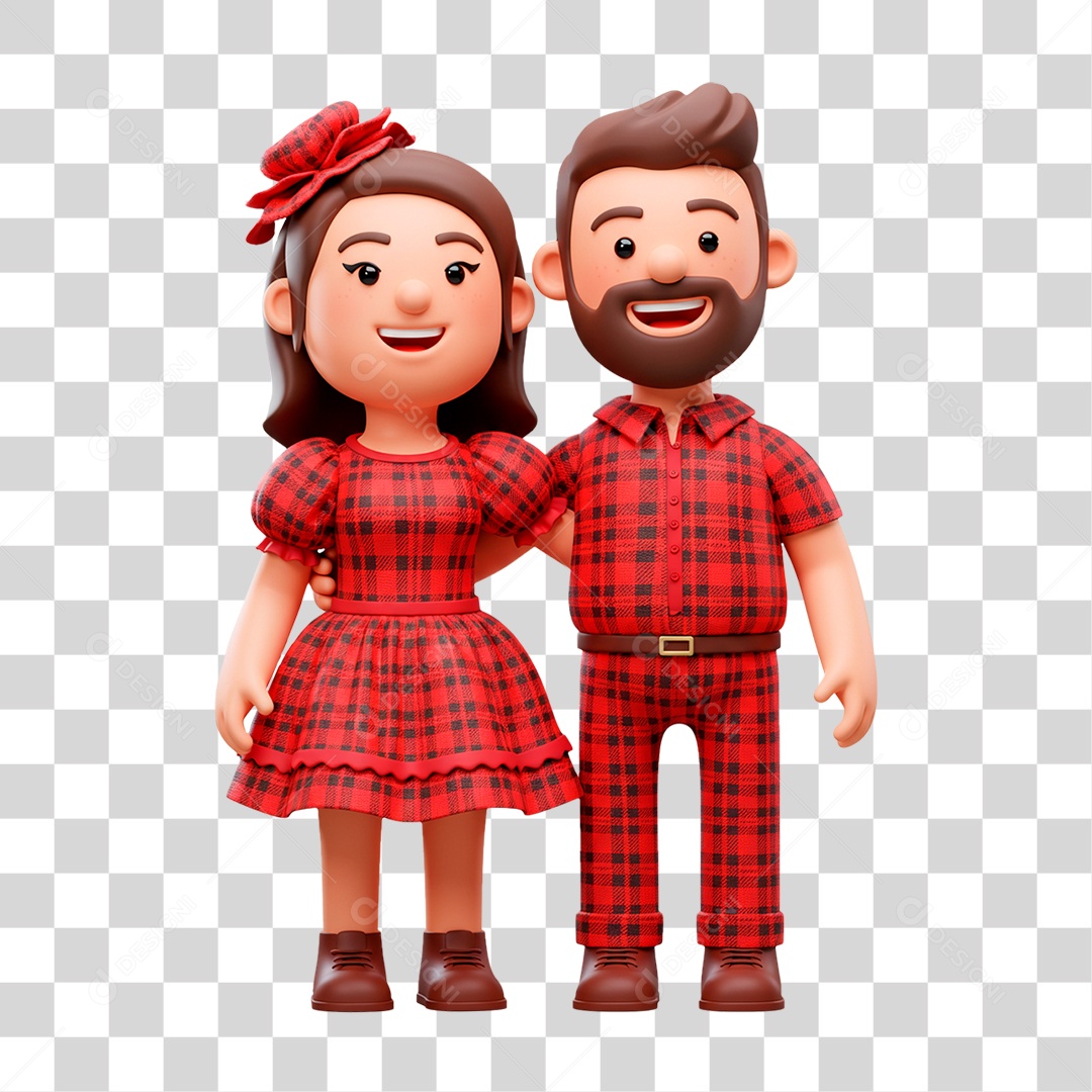 Personagem Casal com Roupa de Festa Junina PNG Transparente