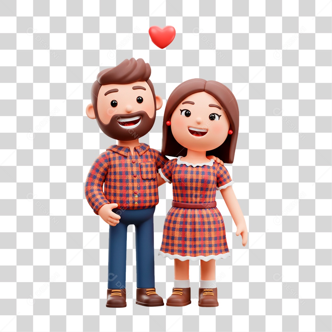Personagem Casal com Roupa de Festa Junina PNG Transparente