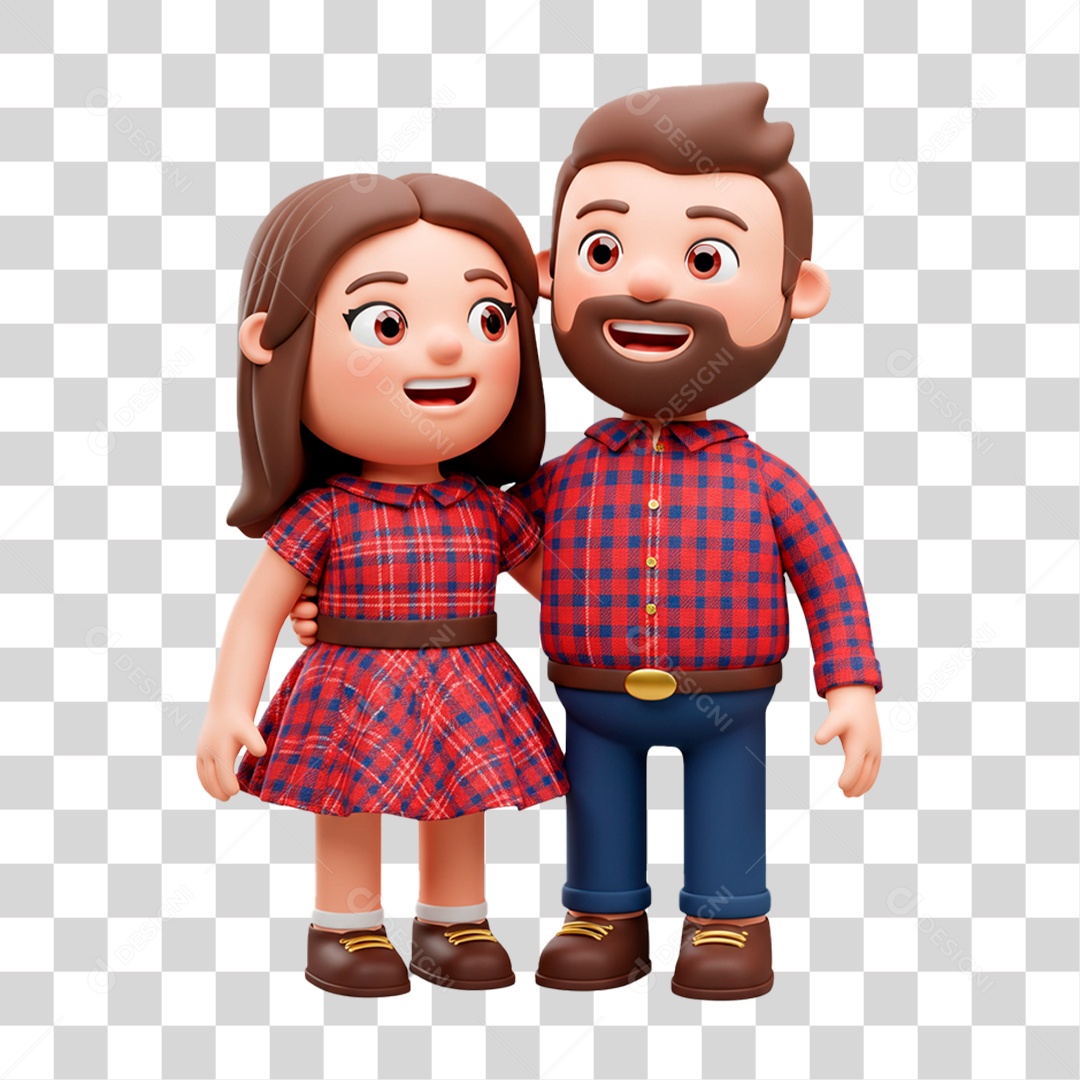 Personagem Casal com Roupa de Festa Junina PNG Transparente