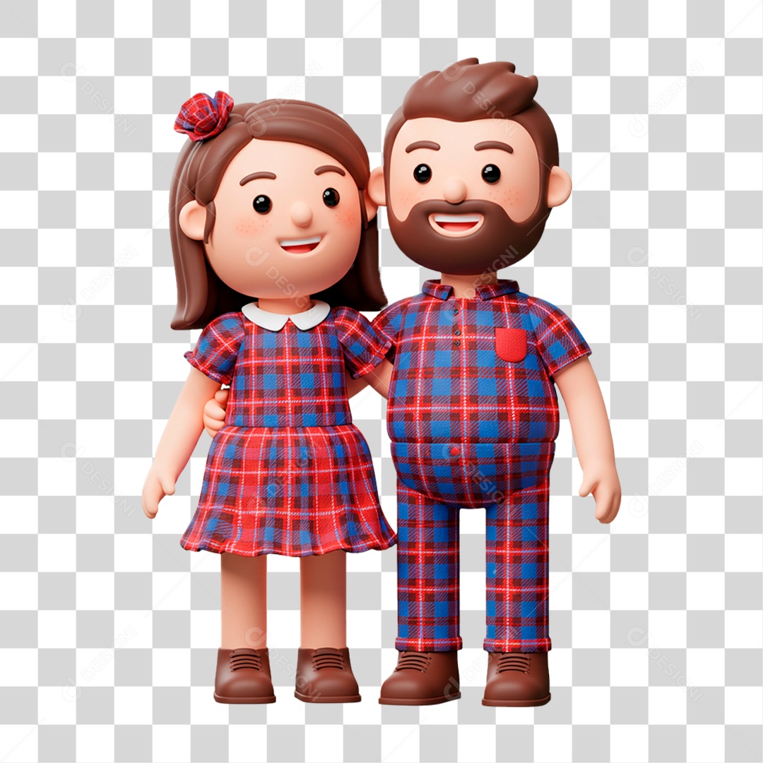 Personagem Casal com Roupa de Festa Junina PNG Transparente