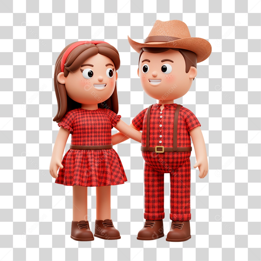 Personagem Casal com Roupa de Festa Junina PNG Transparente
