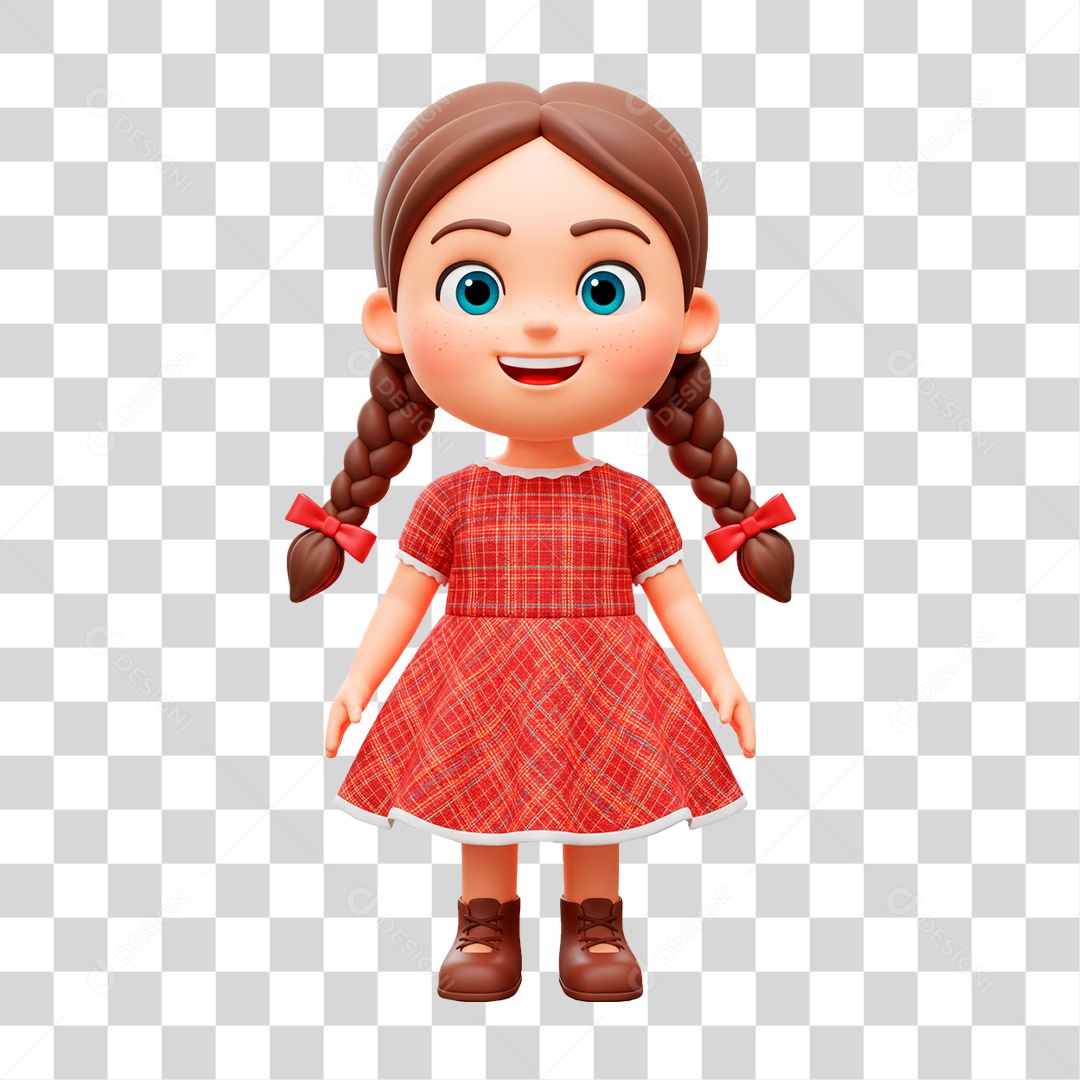 Personagem Menina com Roupa de Festa Junina PNG Transparente