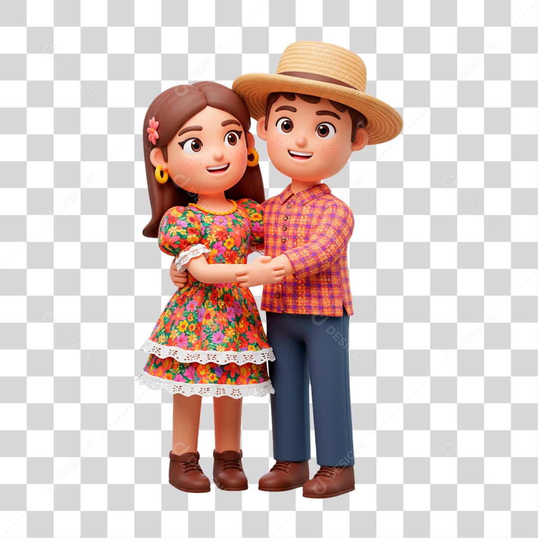 Personagem Casal com Roupa de Festa Junina PNG Transparente