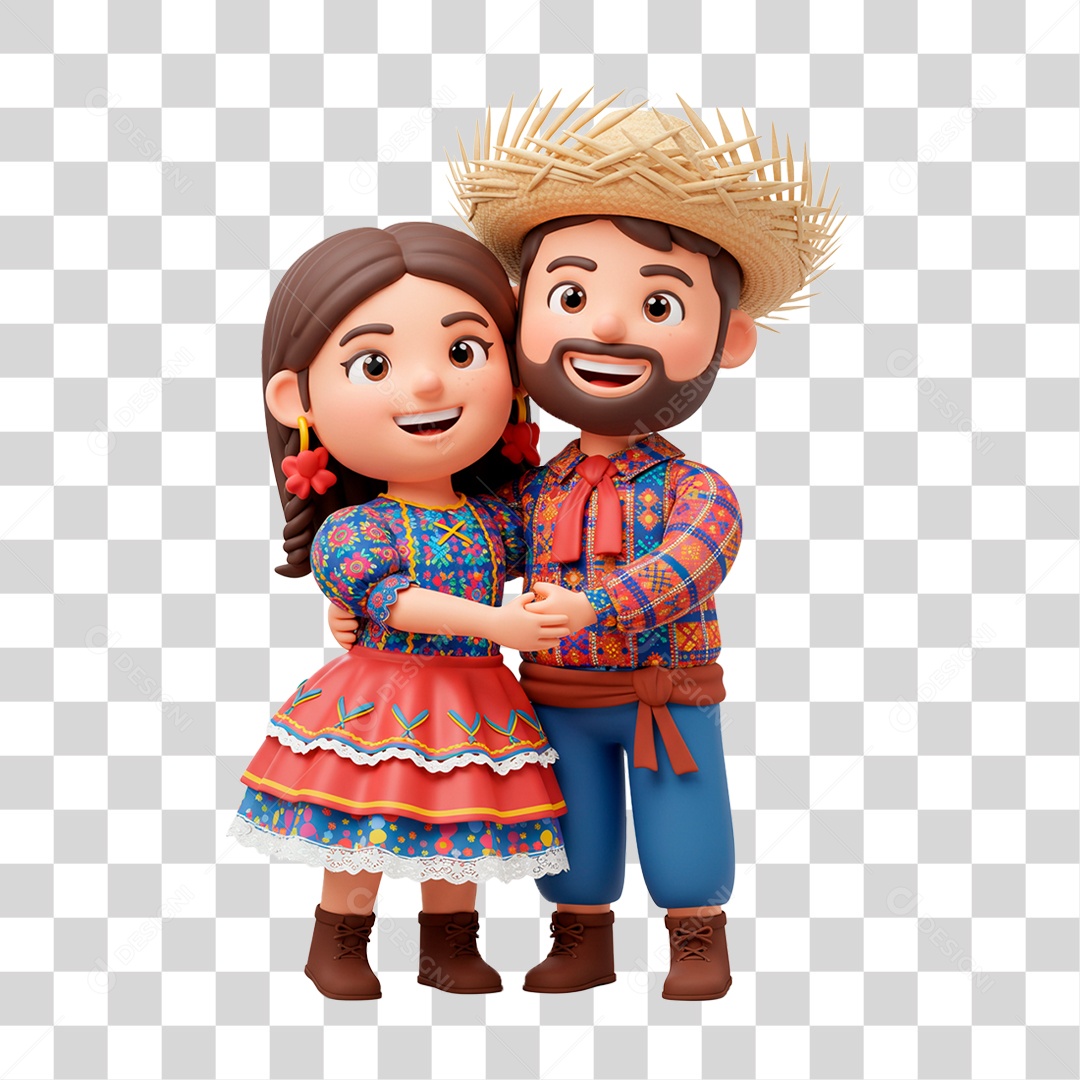 Personagem Casal com Roupa de Festa Junina PNG Transparente