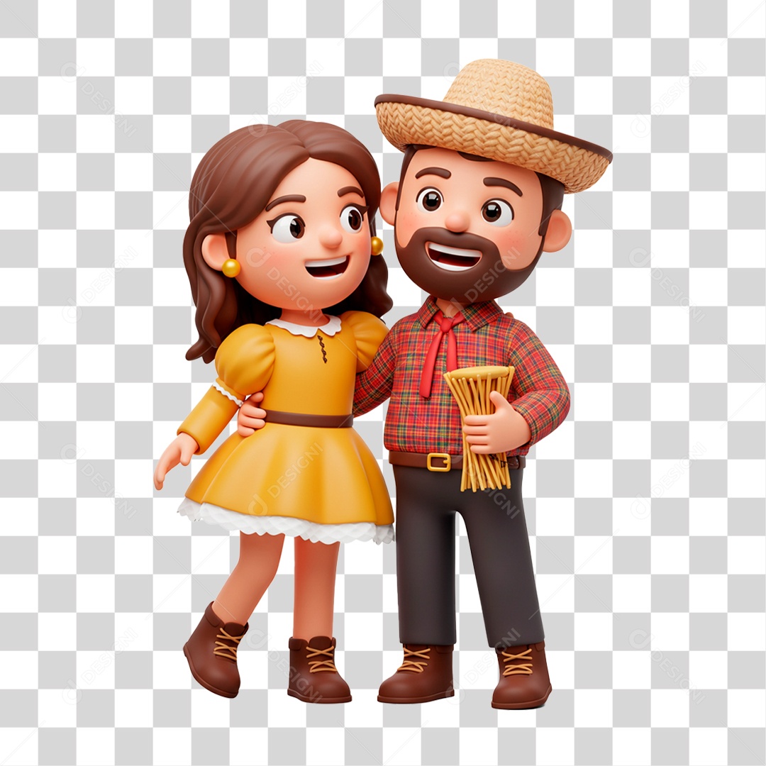 Personagem Casal com Roupa de Festa Junina PNG Transparente
