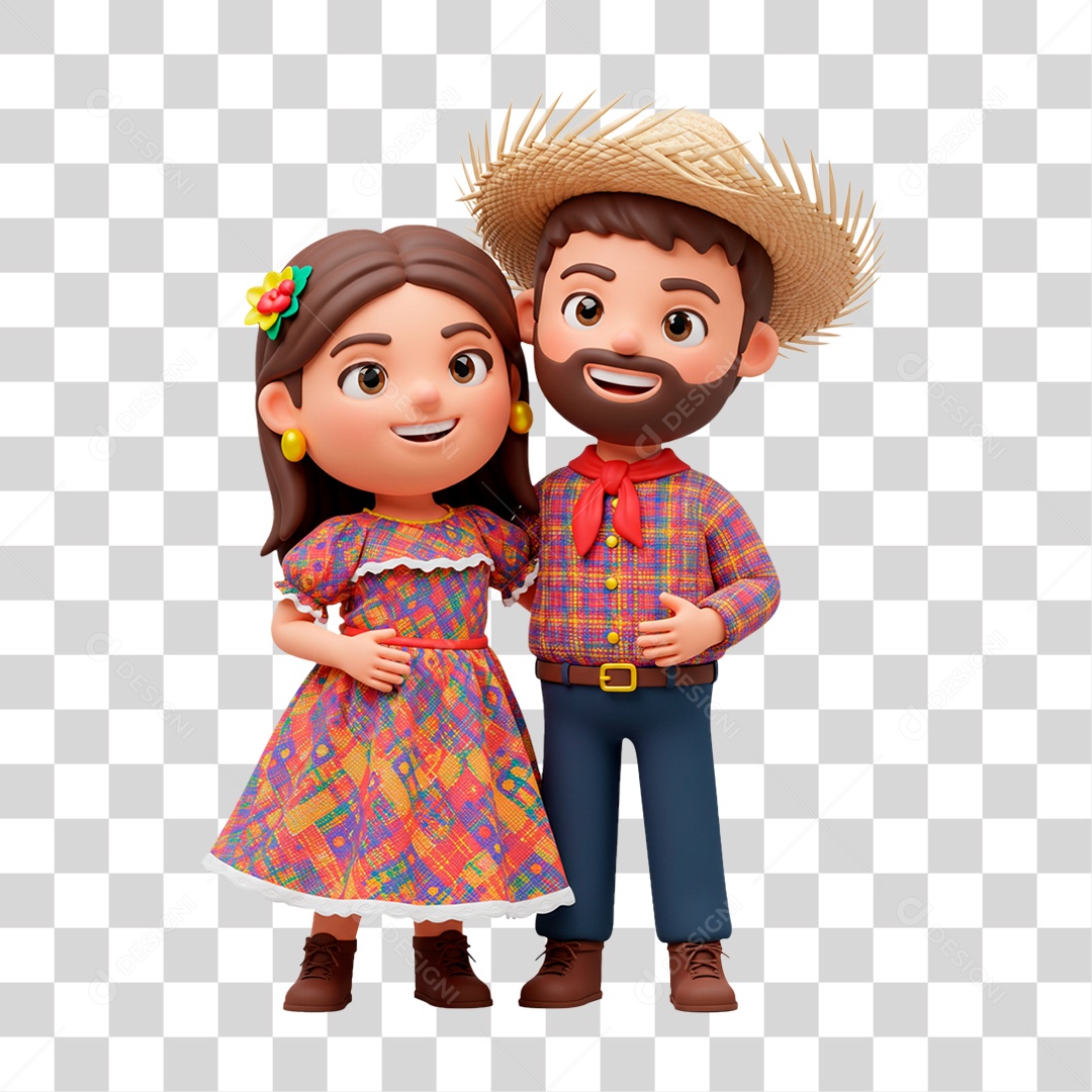 Personagem Casal com Roupa de Festa Junina PNG Transparente
