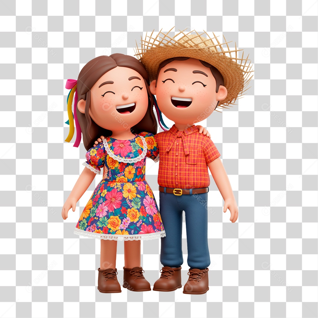 Personagem Casal com Roupa de Festa Junina PNG Transparente