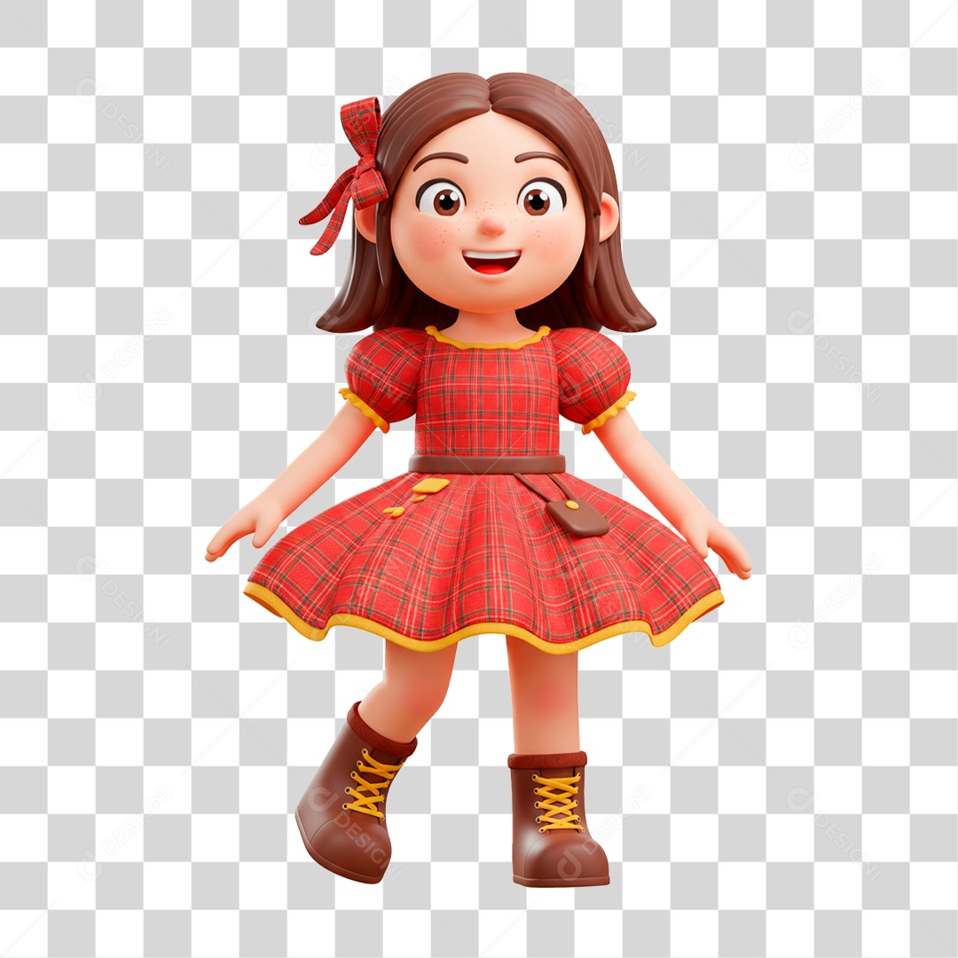 Personagem Menina com Roupa de Festa Junina PNG Transparente