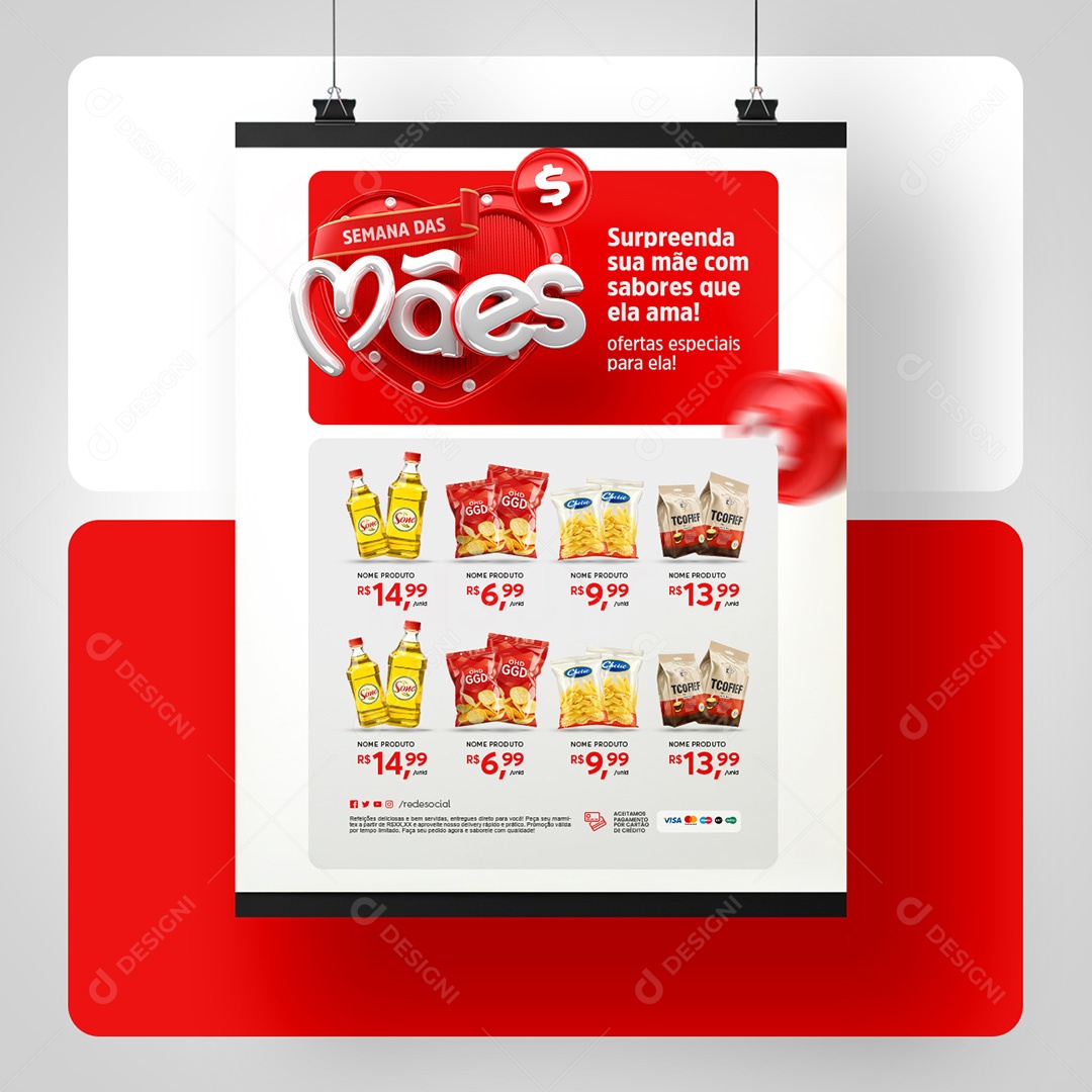 Semana das Mães Supermercado Ofertas Especiais Social Media PSD Editável
