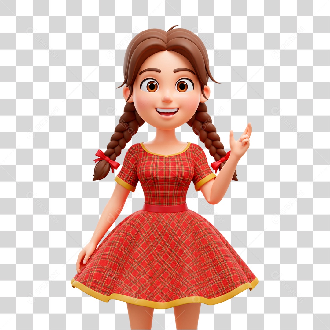 Personagem Menina com Roupa de Festa Junina PNG Transparente