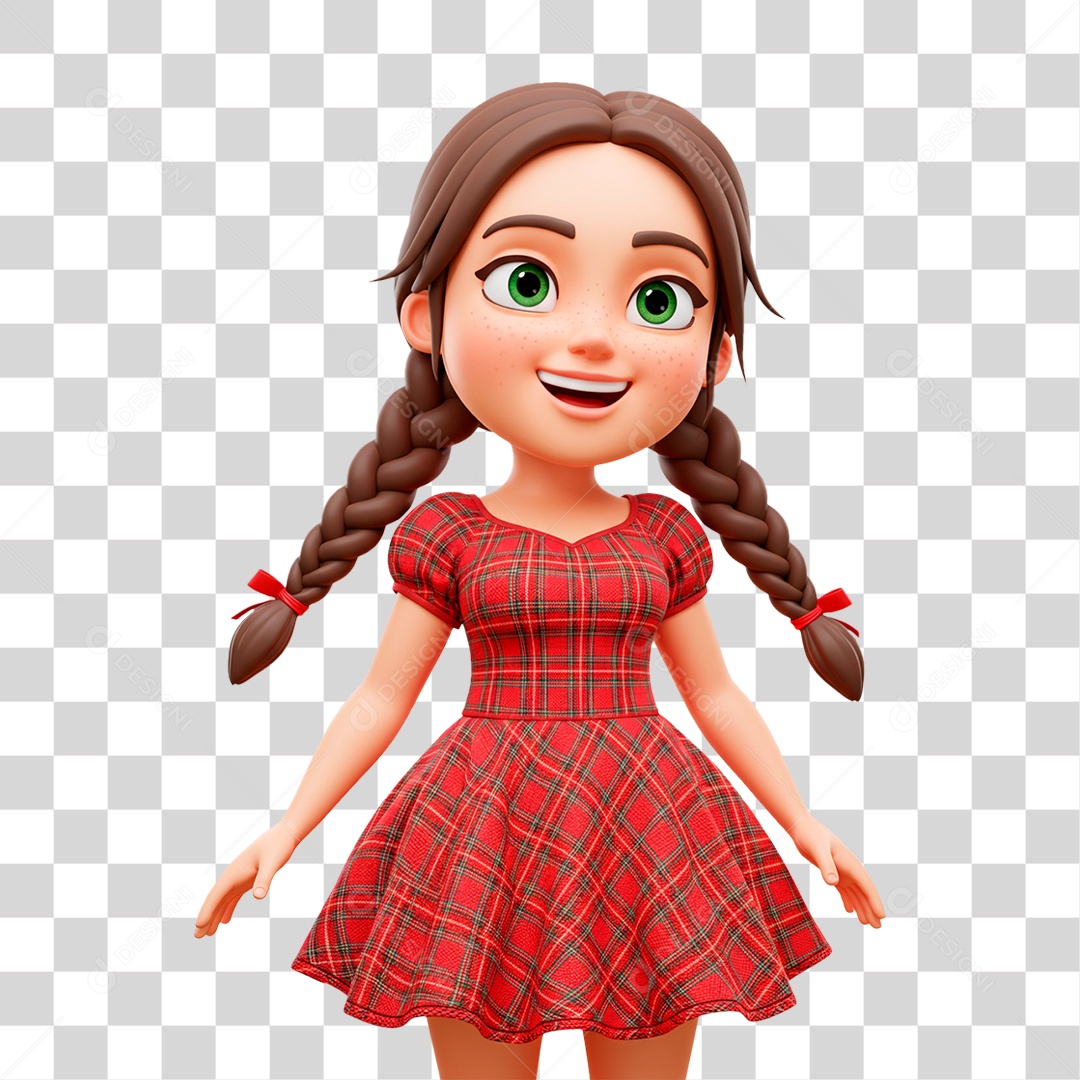 Personagem Menina com Roupa de Festa Junina PNG Transparente