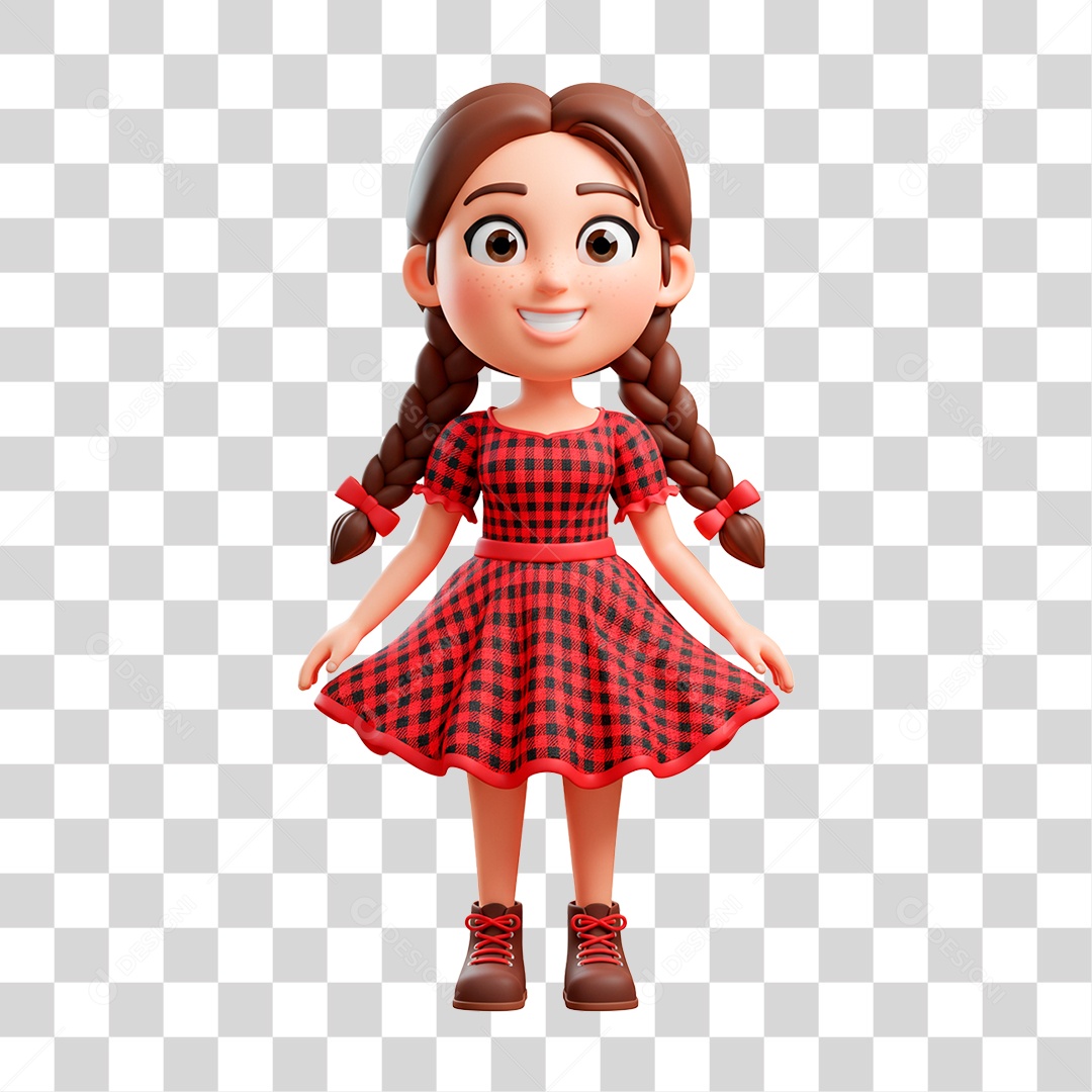 Personagem Menina com Roupa de Festa Junina PNG Transparente