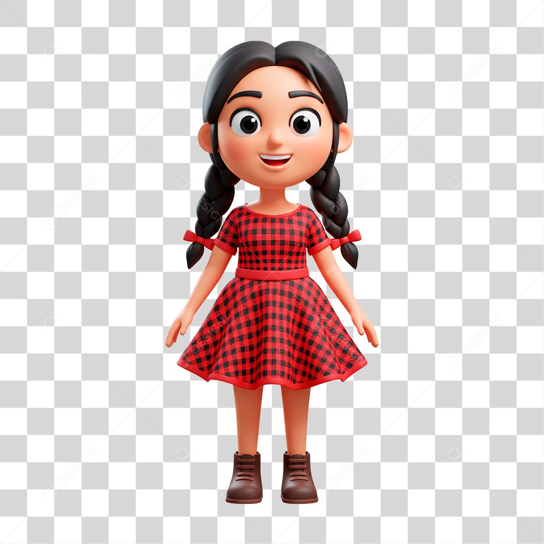 Personagem Menina com Roupa de Festa Junina PNG Transparente