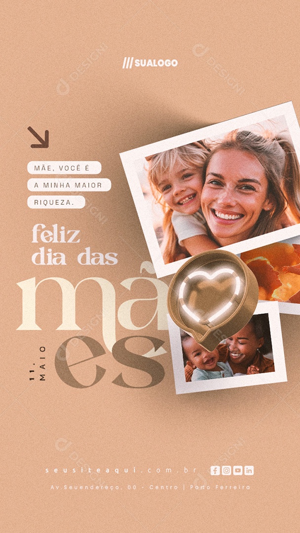 Story Feliz Dia das Mães 11 de Maio Social Media PSD Editável