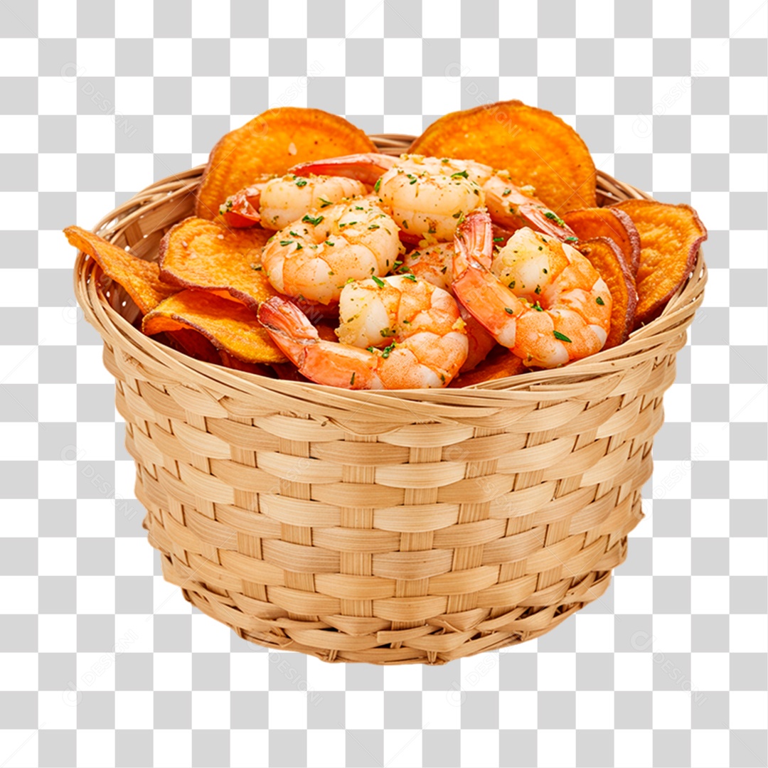 Cesta de Camarões PNG Transparente