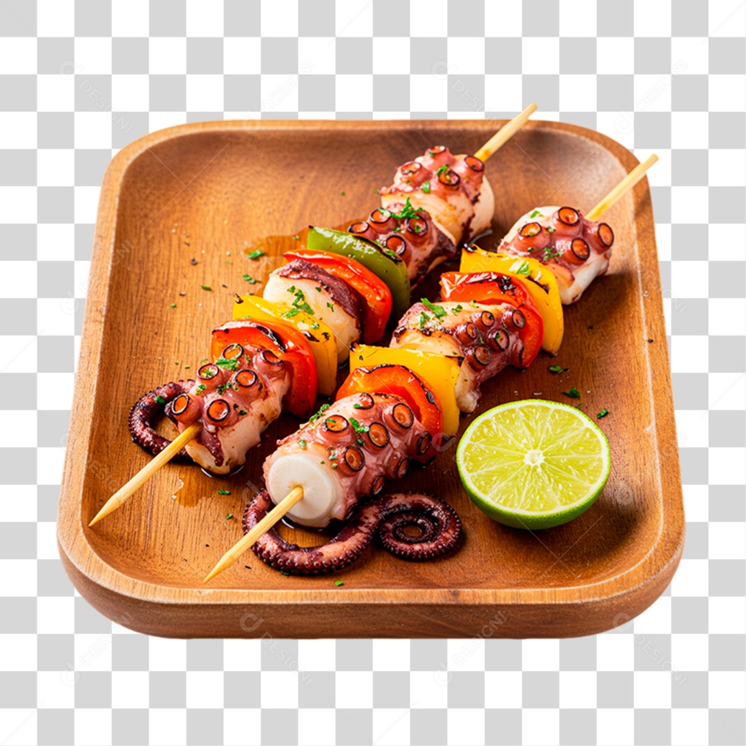 Espetinhos Sobre Tábua PNG Transparente
