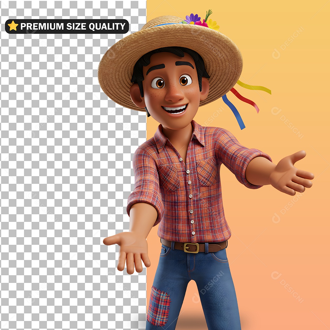 Personagem Em Roupa de São João Elemento 3D para Composição PSD