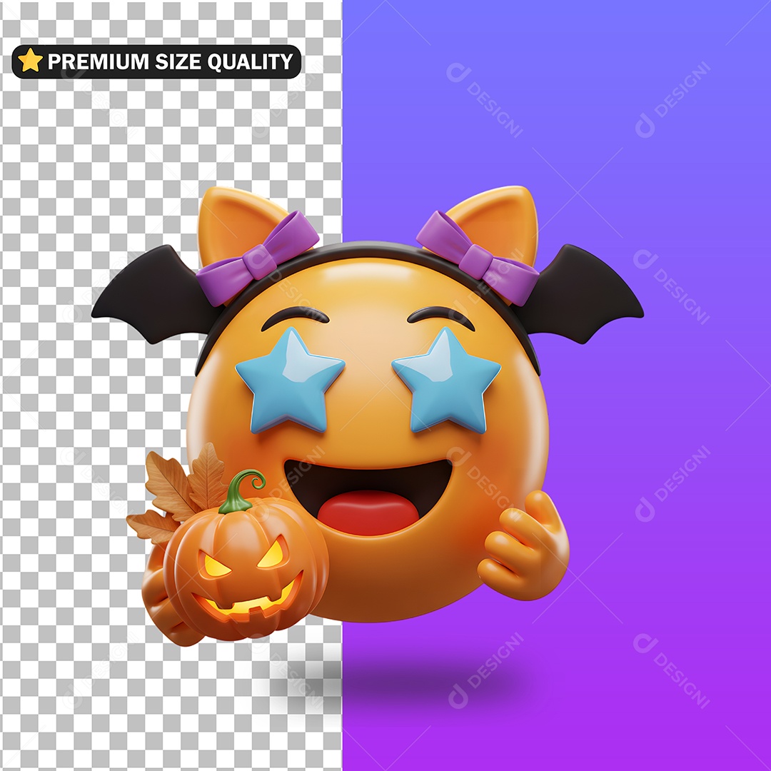 Emoji de Halloween Elemento 3D Para Composição PSD