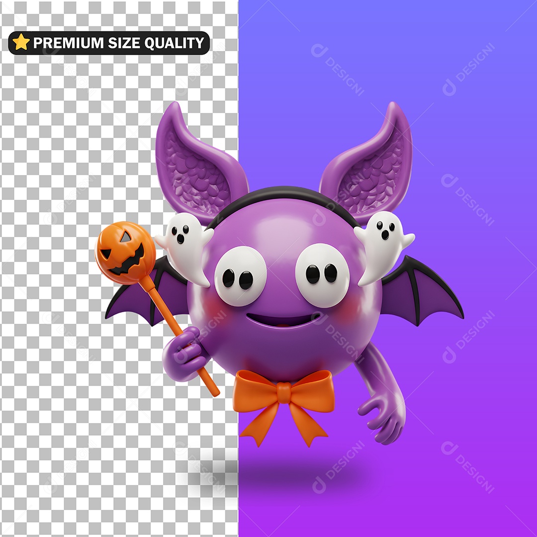 Emoji Monstro de Halloween Elemento 3D Para Composição PSD