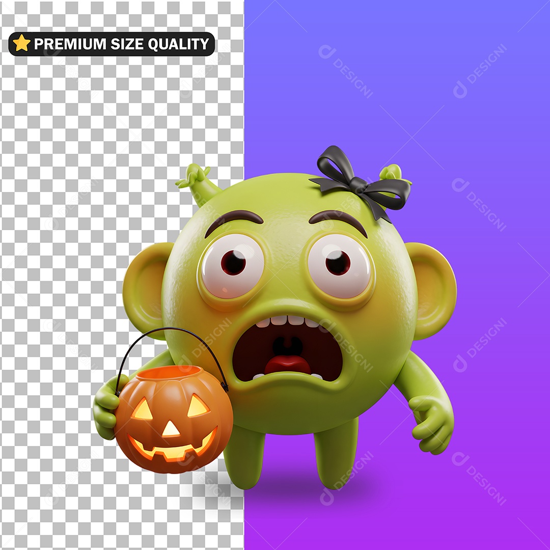 Emoji Monstro de Halloween Elemento 3D Para Composição PSD
