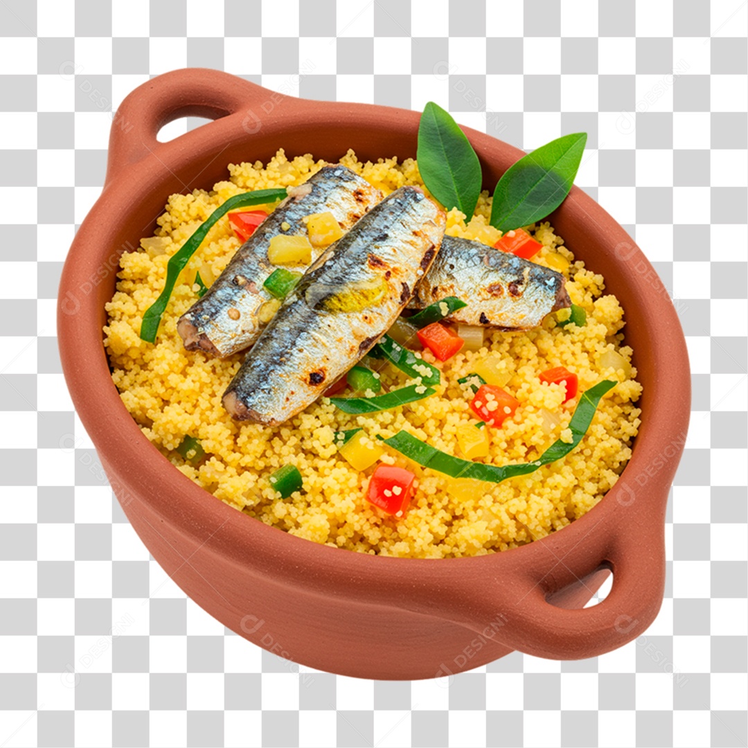 Tigela de Cuscuz com Sardinha PNG Transparente