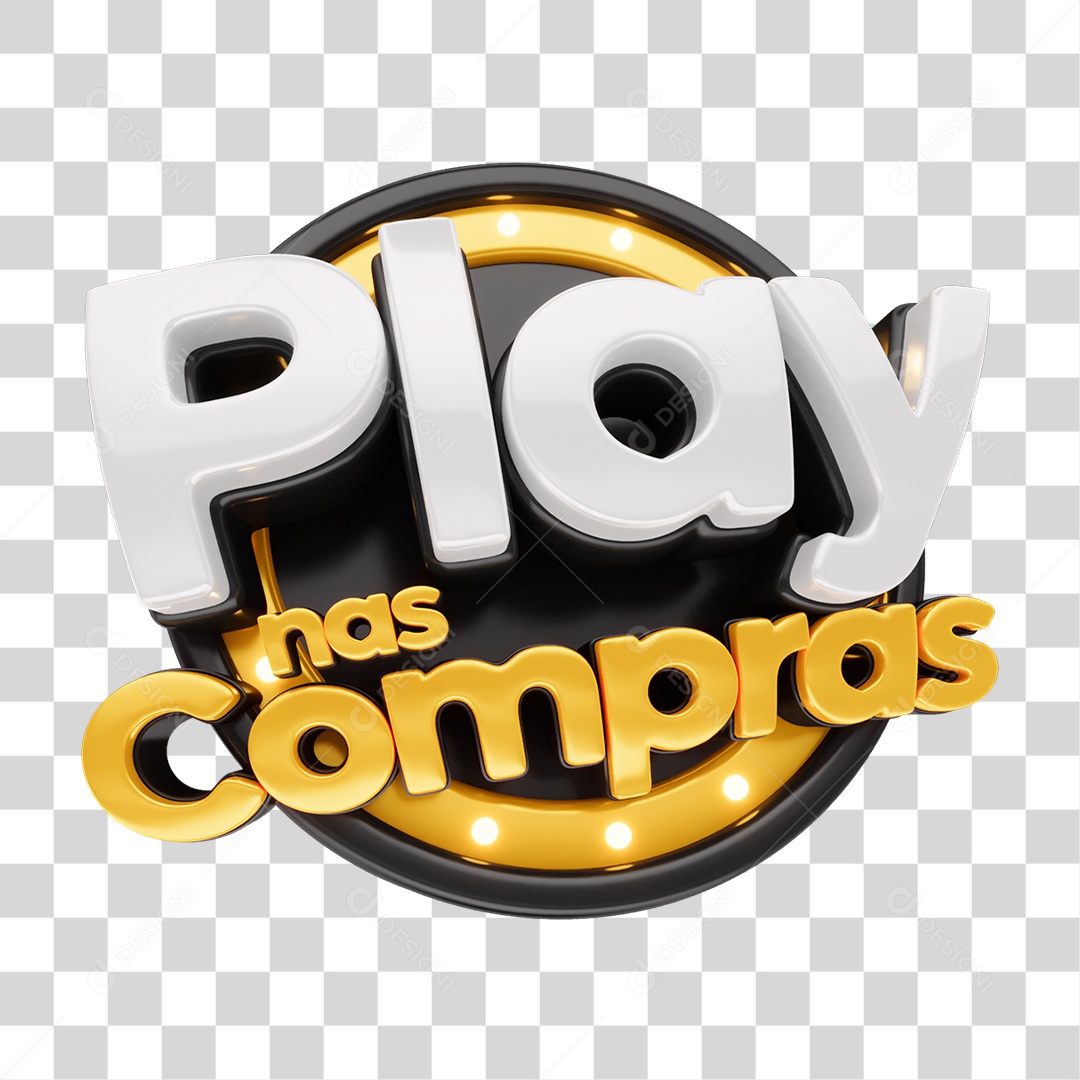Selo 3D Play nas Compras PNG Transparente